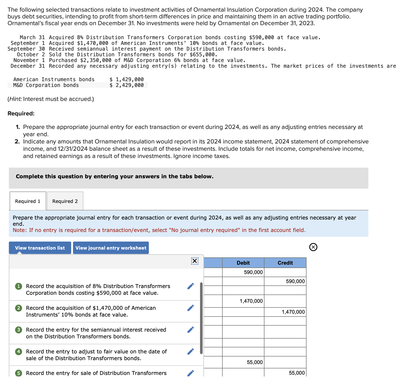 Solved The following selected transactions relate to