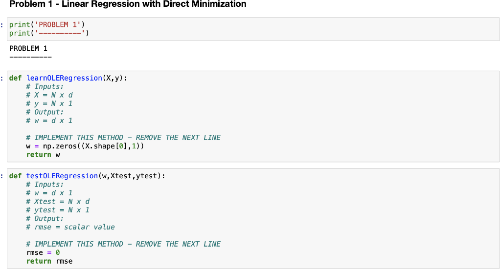 = Problem 1: Linear Regression with Direct | Chegg.com