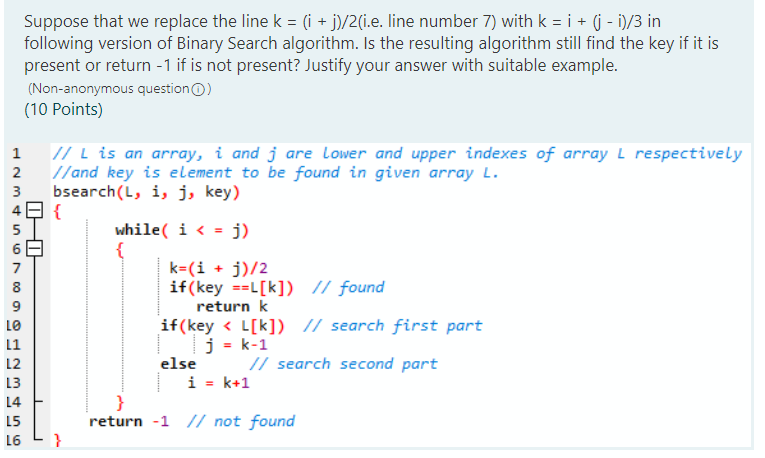 Solved Suppose that we replace the line k = (i +j)/2(i.e. | Chegg.com