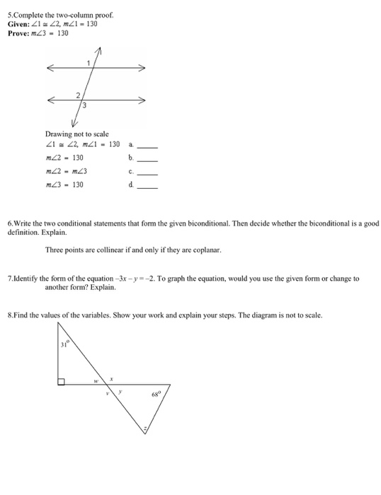 Solved Complete the two-column proof. Given 1 2, m 1 = | Chegg.com