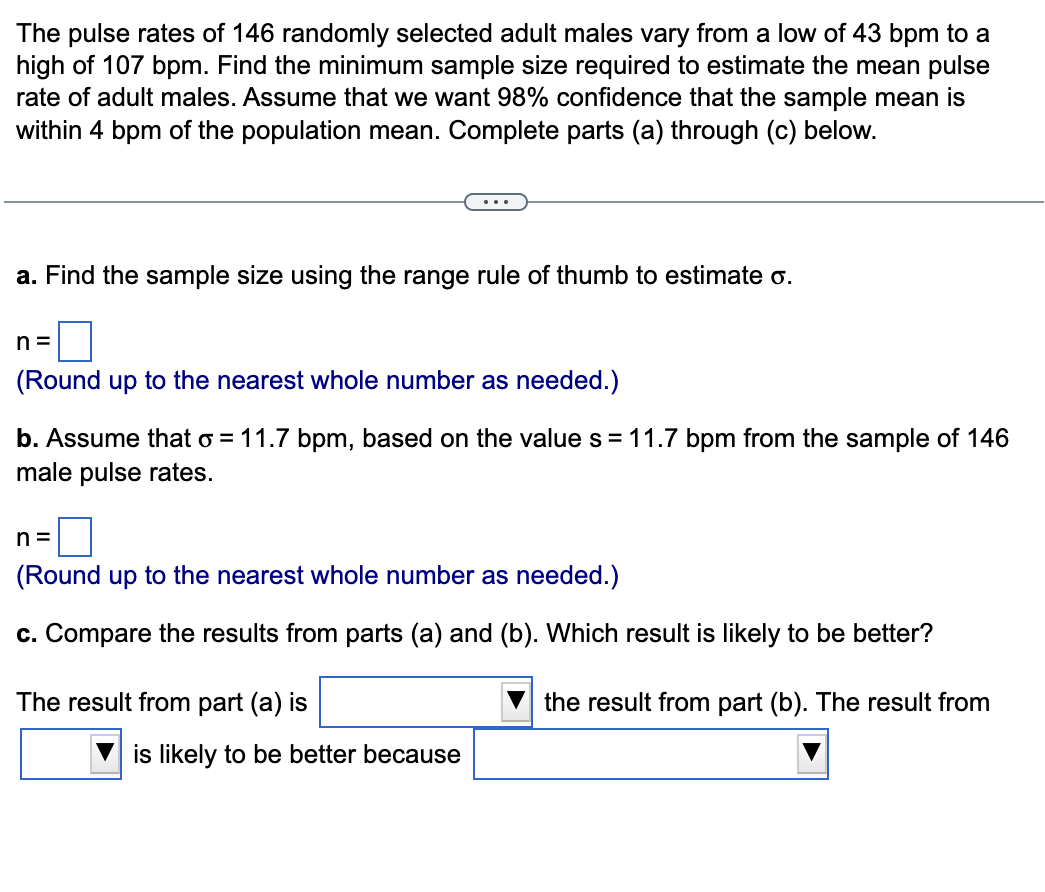 Solved The Pulse Rates Of 146 Randomly Selected Adult Males | Chegg.com