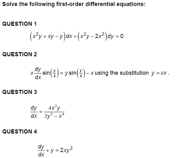 Solved Solve the following first-order differential | Chegg.com