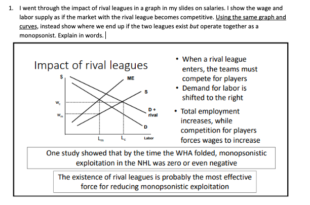 1 I Went Through The Impact Of Rival Leagues In A Chegg Com