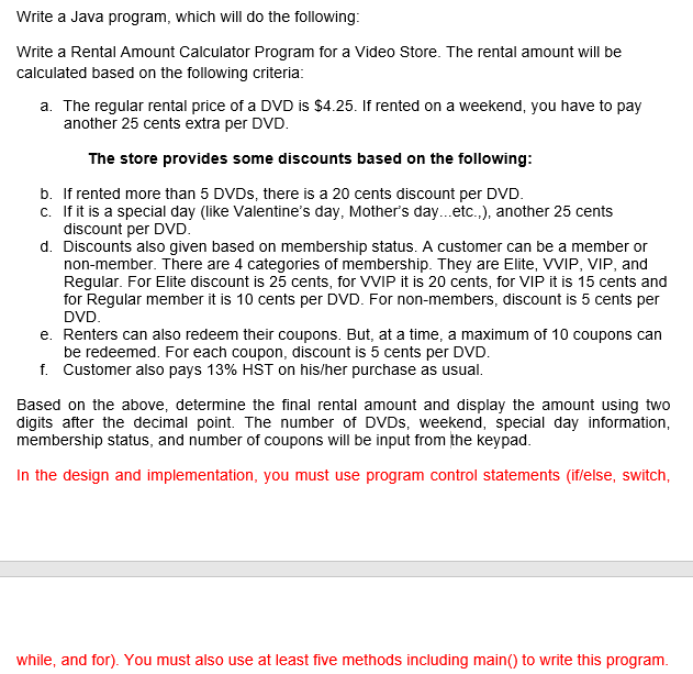 Solved Write a Java program, which will do the following: | Chegg.com