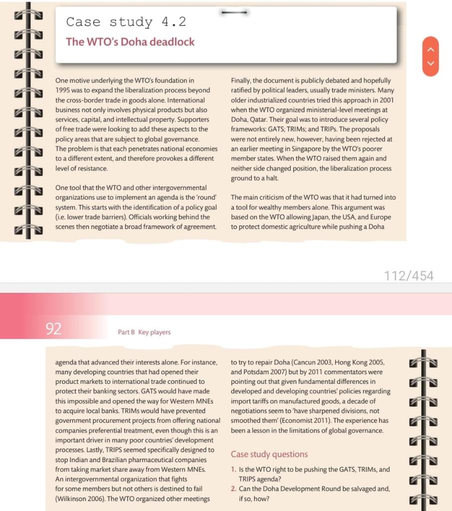 Solved Case Study Questions 1 Is The Wto Right To Be Chegg Com