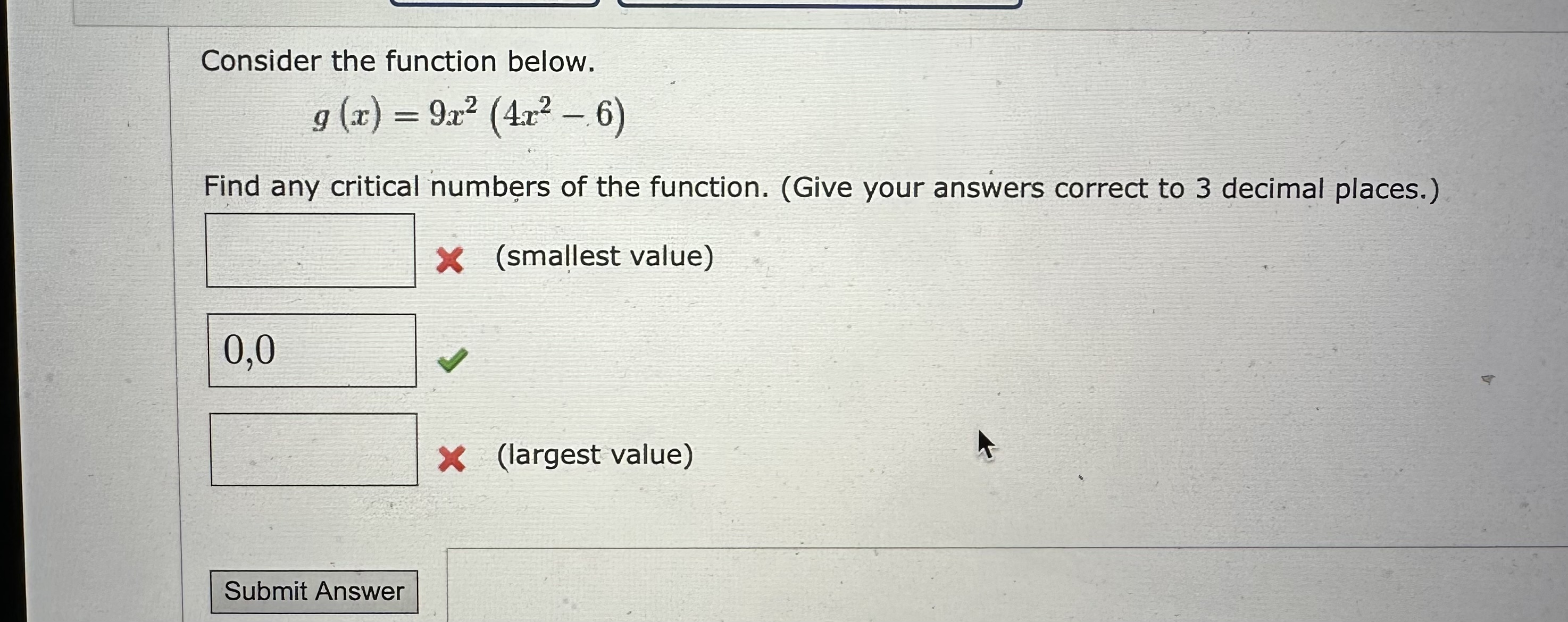 Solved Consider the function below. \\[ g(x)=9 x^{2}\\left(4 | Chegg.com