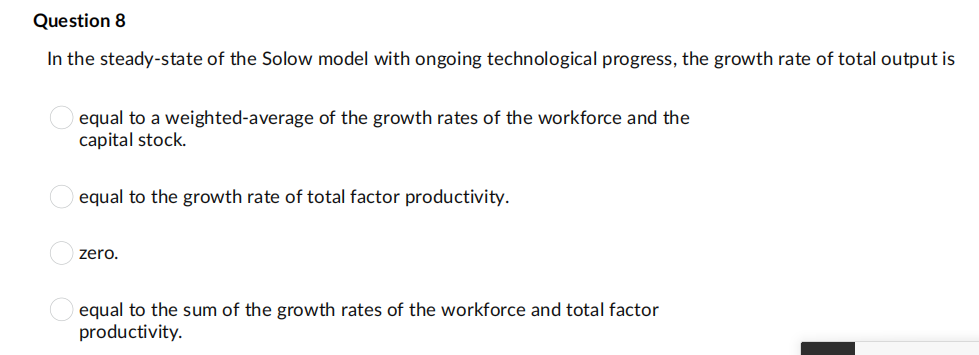 Solved Question 8 In the steady-state of the Solow model | Chegg.com