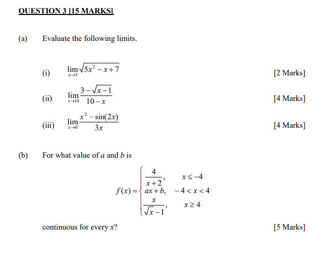 Solved QUESTION 3 [15 MARKSI (a) Evaluate the following | Chegg.com