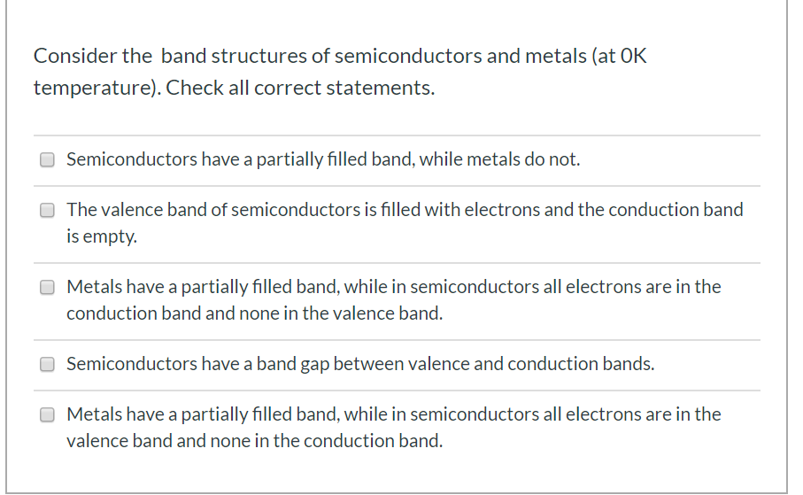 Solved Consider The Band Structures Of Semiconductors And Chegg Com