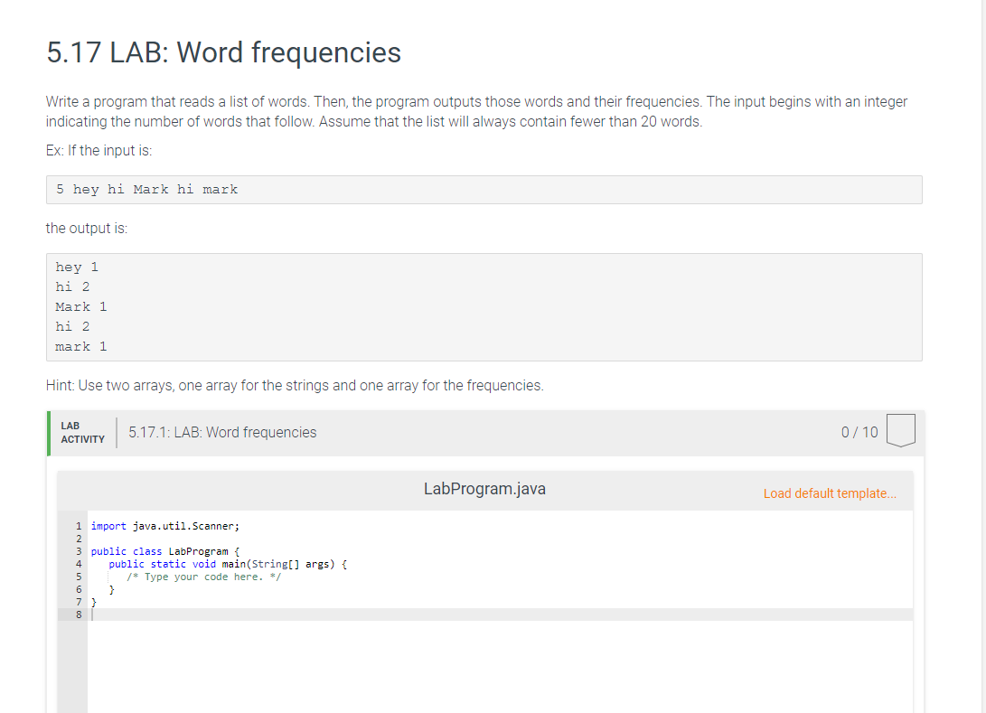 Solved 5 17 Lab Word Frequencies Write A Program That R