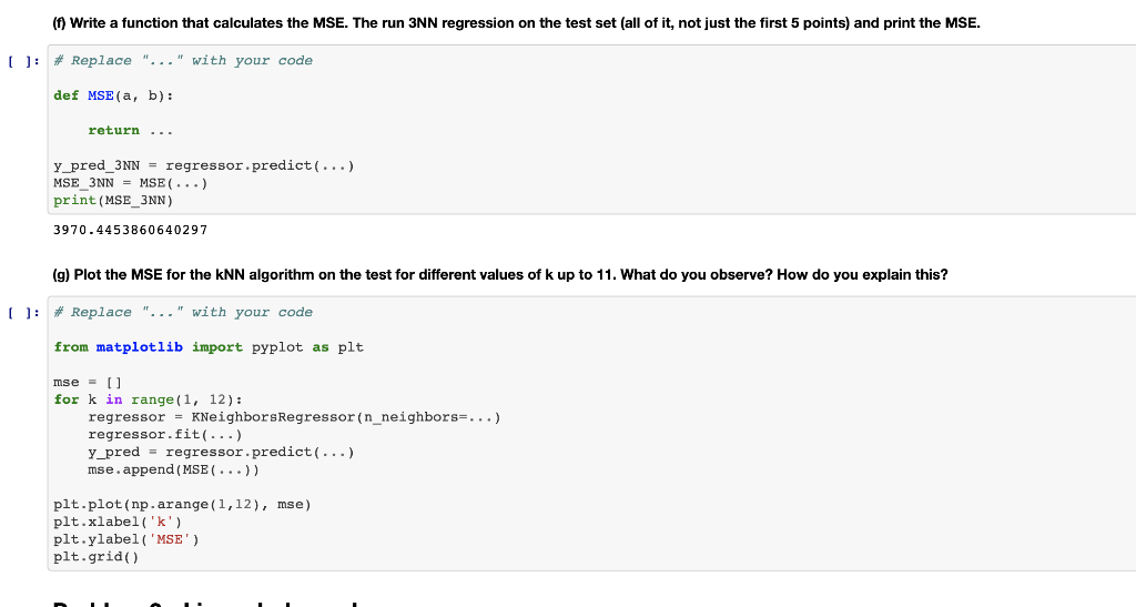 Solved Problem 1 - Regression using the k-NN algorithm For | Chegg.com