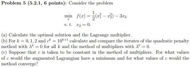 Solved Problem 5 (5.2.1, 6 points): Consider the problem min | Chegg.com
