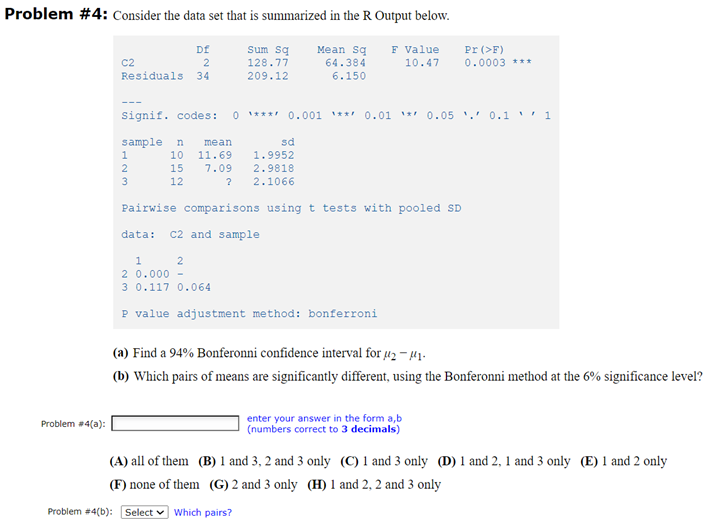 Solved Problem \#4: Consider The Data Set That Is Summarized | Chegg.com