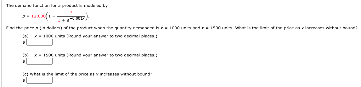 Solved The demand function for a product is modeled by p = | Chegg.com