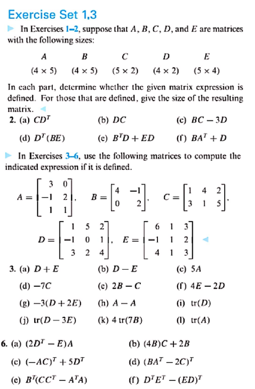 Solved Exercise Set 1,3 In Exercises 1-2, suppose that A, B