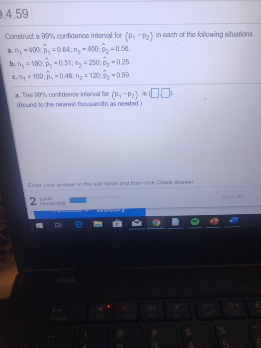 Solved 1.4.59 Construct a 99% confidence interval for | Chegg.com