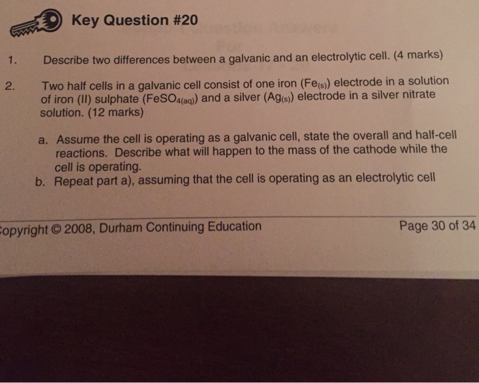 Solved Key Question #20 1. Describe two differences between | Chegg.com