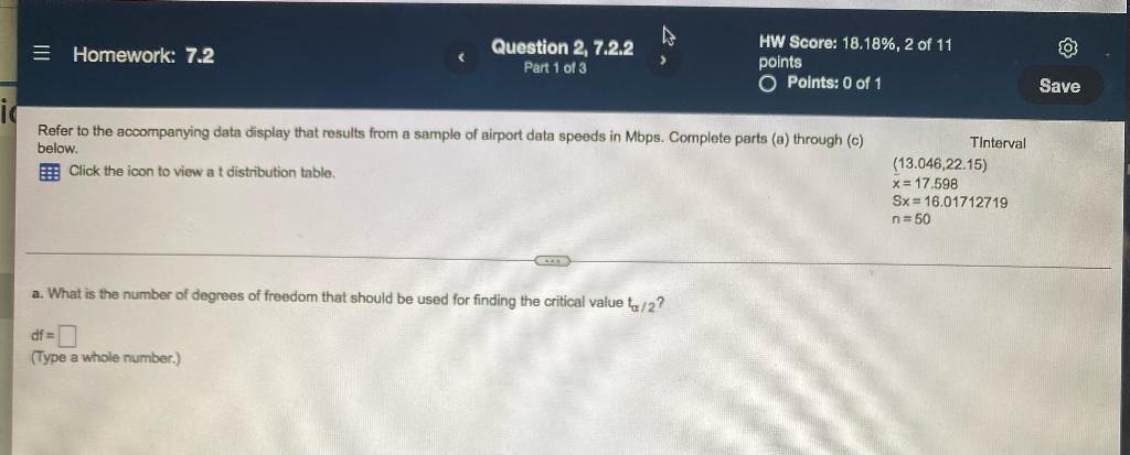 Solved = Homework: 7.2 Question 2, 7.2.2 Part 1 of 3 HW | Chegg.com
