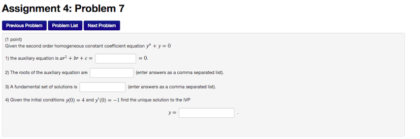 Solved Assignment 4: Problem 7 Previous Problem Problem List | Chegg.com