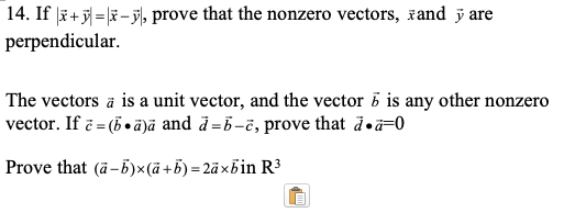 Solved 14 If A 5 Prove That The Nonzero Vectors Chegg Com