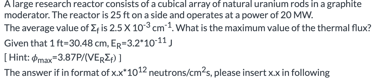 Solved A large research reactor consists of a cubical array | Chegg.com