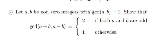 Solved 3) Let A, B Be Non Zero Integers With Gcd(a, B)-1. | Chegg.com