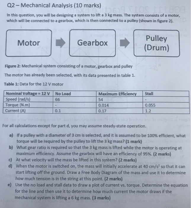 Solved Q2-Mechanical Analysis (10 marks) In this question, | Chegg.com