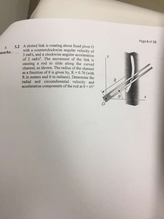 Solved Page 6 of 10 4 3.2 A slotted link is rotating about | Chegg.com