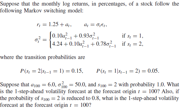 Solved Suppose that the monthly log returns, in percentages, | Chegg.com