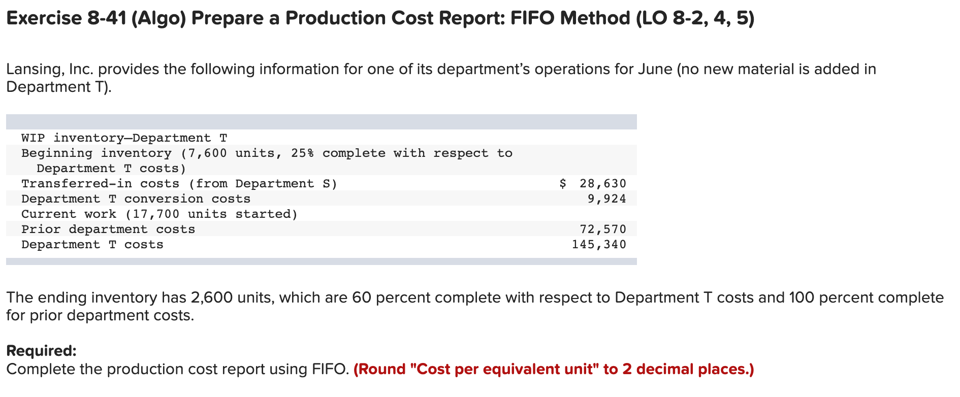 Solved Exercise 8 41 Algo Prepare A Production Cost R 1710