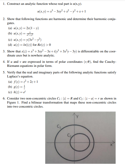 Solved 1 Construct An Analytic Function Whose Real Part Is Chegg Com