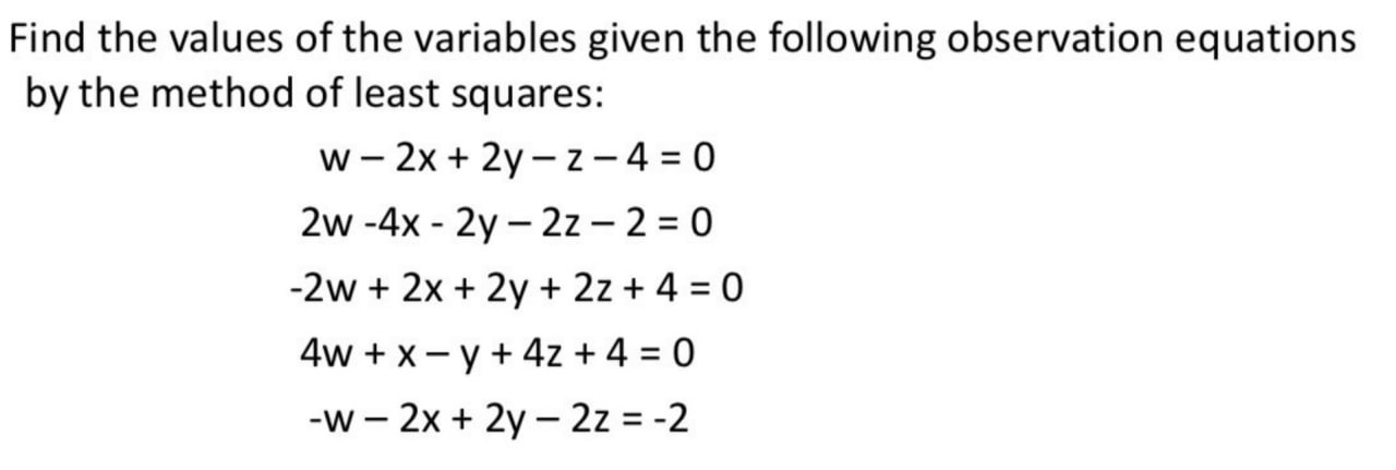 Solved Find the values of the variables given the following | Chegg.com