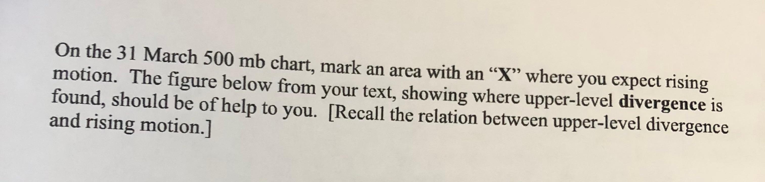 Solved On the 31 March 500 mb chart, mark an area with an