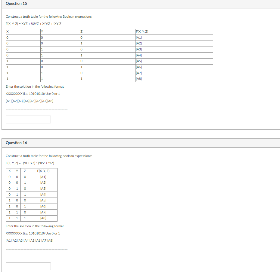 Solved Construct A Truth Table For The Following Boolean | Chegg.com