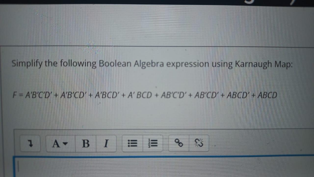 Solved Simplify The Following Boolean Algebra Expression | Chegg.com