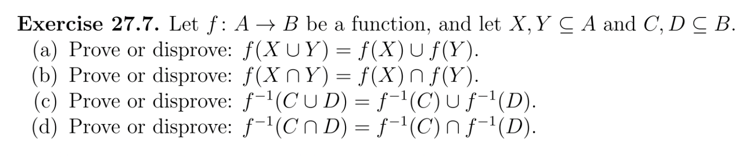 Solved Exercise 27.7. Let f: A + B be a function, and let | Chegg.com