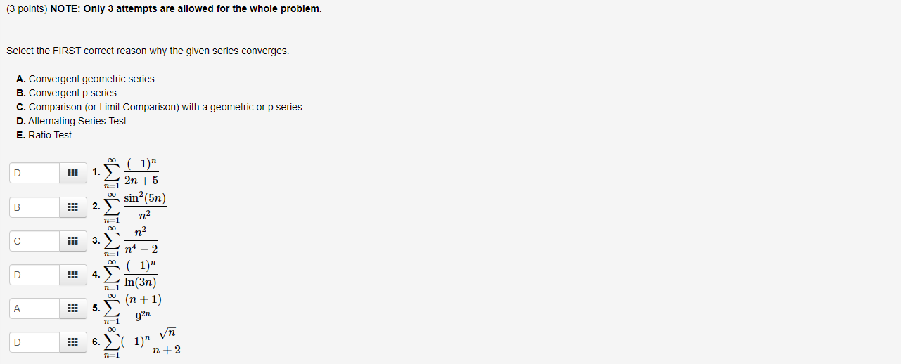 Solved (3 points) NOTE: Only 3 attempts are allowed for the | Chegg.com