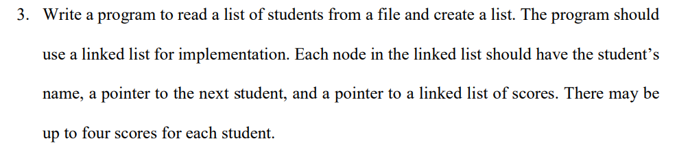 3. Write a program to read a list of students from a | Chegg.com