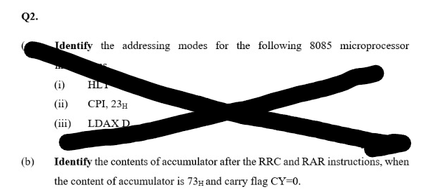 Solved (dentify The Addressing Modes For The Following 8085 | Chegg.com