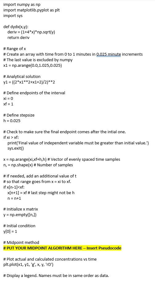 Solved You will be implementing the midpoint algorithm to | Chegg.com