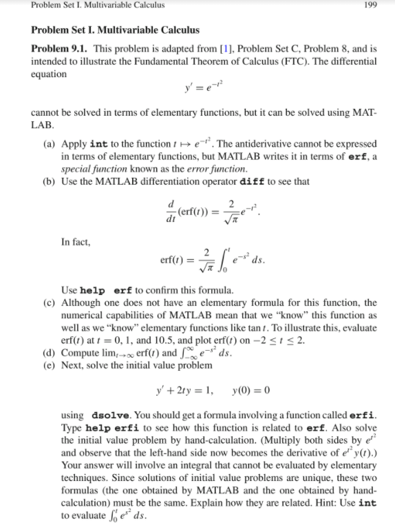 Problem Set I. Multivariable Calculus 199 Problem Set | Chegg.com