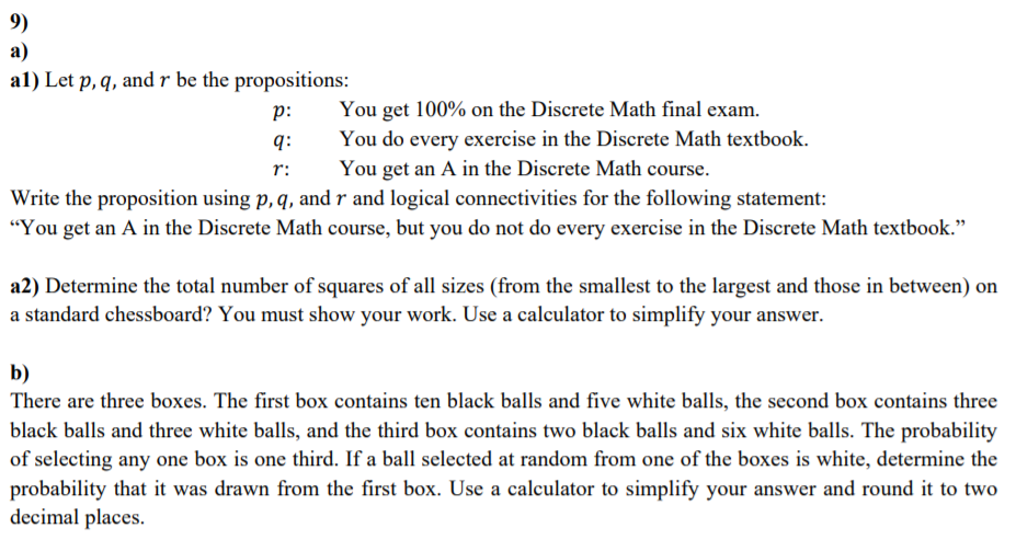 Solved 9) A) Al) Let P, Q, And R Be The Propositions: P: You | Chegg.com