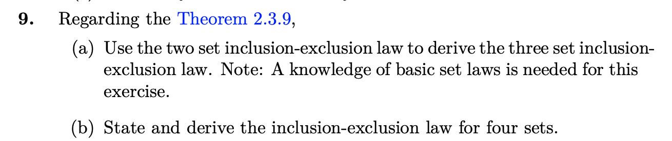 Solved Discrete Math HW (a) Use the two set | Chegg.com