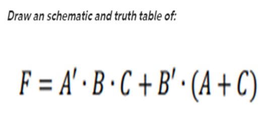 Solved Draw An Schematic And Truth Table Of: F = A':B.C + | Chegg.com