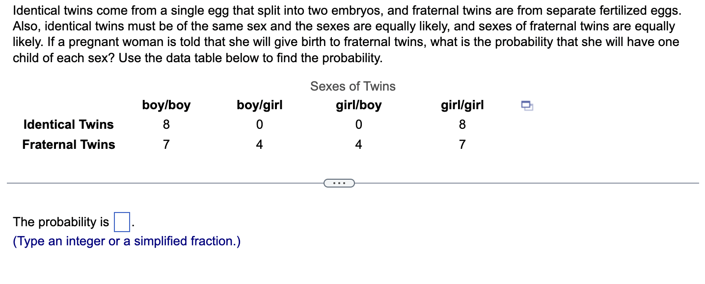 Solved Identical twins come from a single egg that split | Chegg.com