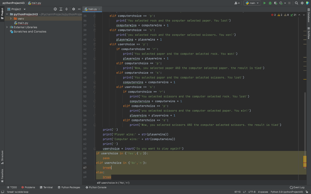 Solved python Project43 4main.py main v ca. Project - I- Le | Chegg.com