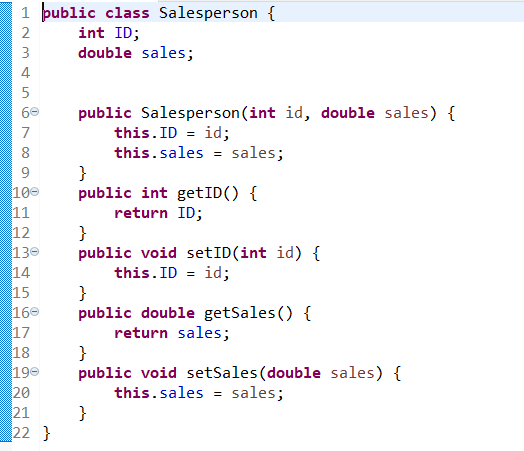 Solved exercise 2 “Salesperson.java” | Chegg.com