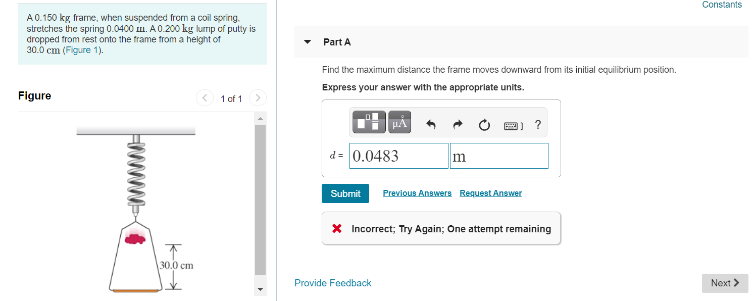 Solved Constants A 0.150 kg frame, when suspended from a | Chegg.com