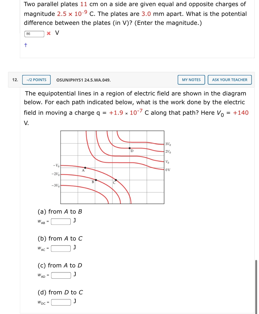 Solved Two parallel plates 11 cm on a side are given equal | Chegg.com