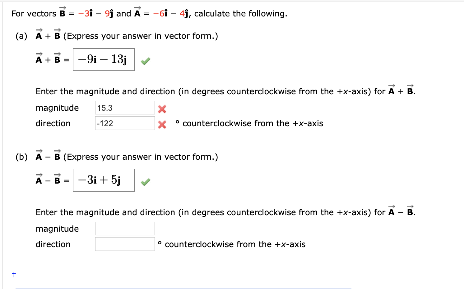 Solved For Vectors B = -3î – 9ġ And A = -69 – 4ſ, Calculate | Chegg.com